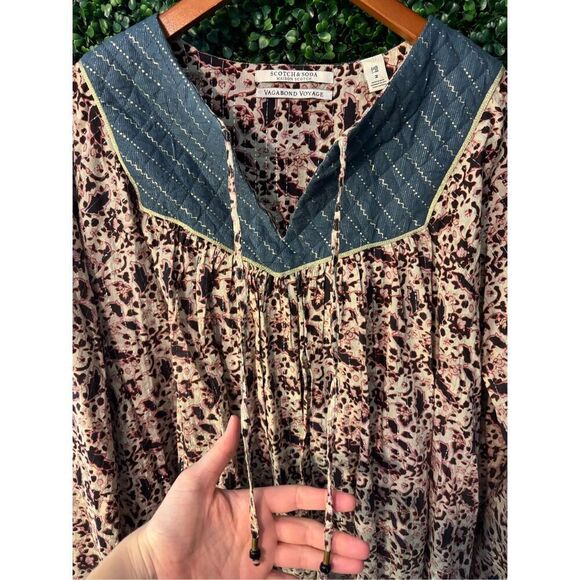 SCOTCH & SODA Maison Scotch Peasant Top Vagabond Voyage Blouse in size 2 Printed - Picture 4 of 6